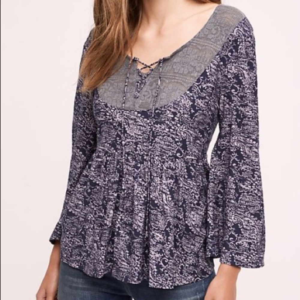 Anthropologie Akemi + Kim Marcella Lace-Up Top
